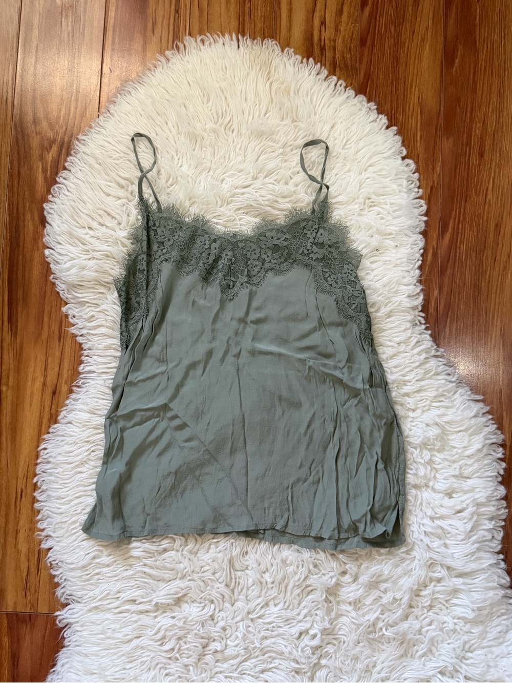 Abercrombie & Fitch Sage Green Lace-Trim Camisole